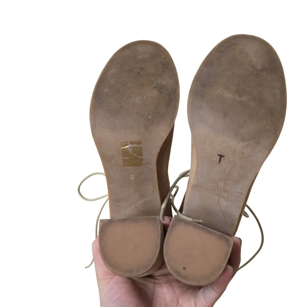 Jeffrey Campbell Free People Tan Suede Lace Up Open Toe Block Heel‎ Sandals 6